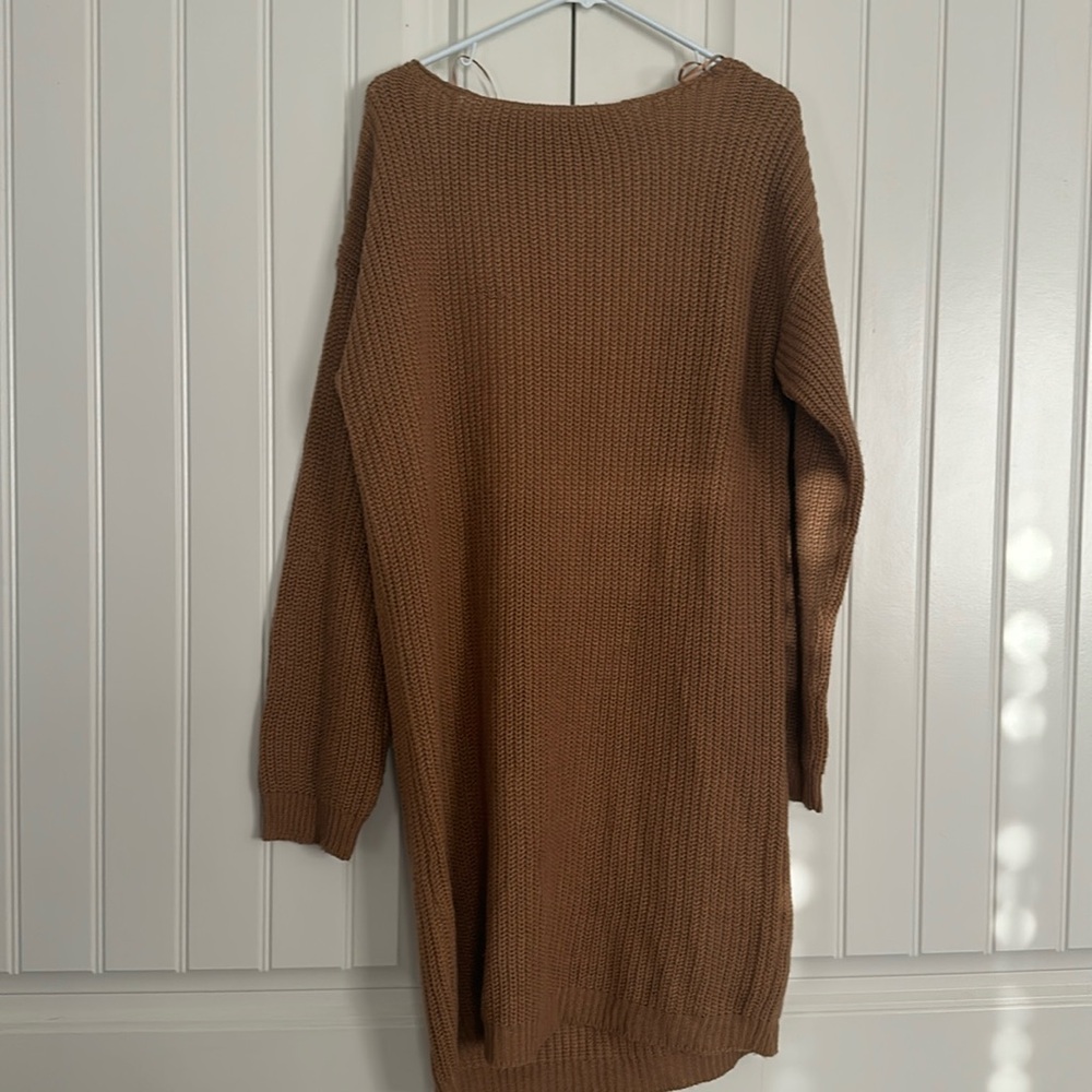 Off Shoulder Open Back Sweater Dress